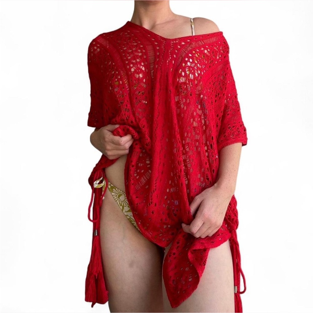 Red Crochet Swim Cover-Up